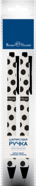 Обложка книги «Набор из 2 синих шариковых ручек ArtClick. Black polka dots, 0.5 мм»