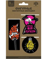 Закладки магнитные для книг. Яркие лозунги, 3 штуки