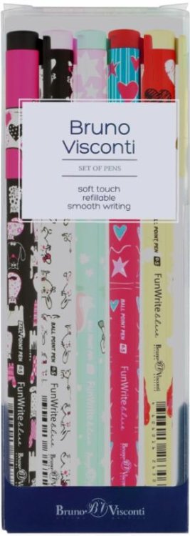 Обложка книги «Набор из 5 шариковых ручек FunWrite. Mix Two, 0.5 мм, синий», ISBN 5056498417788