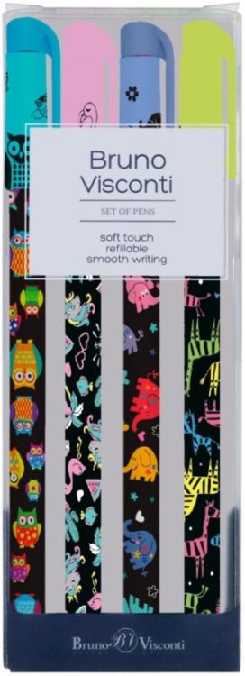 Обложка книги «Набор из 4 шариковых ручек HappyWrite. Mix One, 0.5 мм, синий»