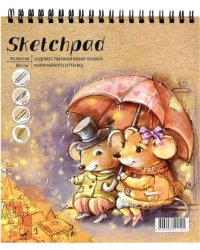 Скетчпад. Мыши под зонтом, 40 листов, крафт