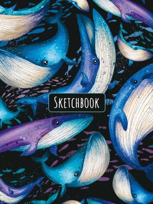 Скетчбук А5. Сиреневые киты