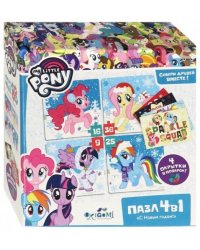 Набор пазлов 4 в 1. С новым годом! My Little Pony. Пони на снегу