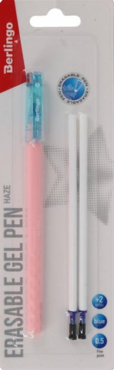 Ручка гелевая стираемая Haze, синяя, 2 сменных стержня
