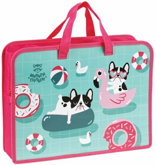 Обложка книги «Папка с ручками Happy Pugs, А4»