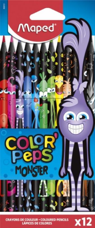 Карандаши 12 цветов Color'Peps Black Monster