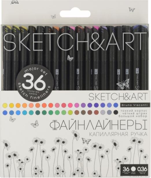 Обложка книги «Набор скетч-линеров Black Edition, 36 цветов»