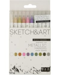 Набор двусторонних маркеров Sketch&amp;Art, 10 цветов металлик