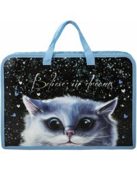 Папка на молнии White cat, А4, с ручками