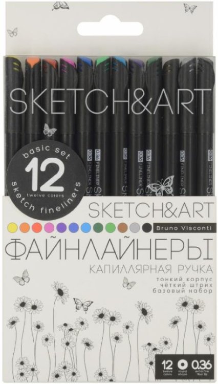 Обложка книги «Набор скетч-линеров Black Edition, 12 цветов»