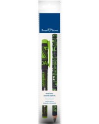 Ручка шариковая FreshWrite, синяя и карандаш чернографитный HappyGraphix Jumbo. Химия, 4B