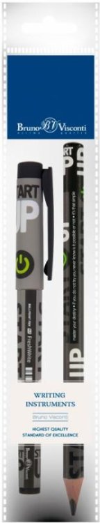 Ручка шариковая FreshWrite, синяя и карандаш чернографитный HappyGraphix Jumbo. Start Up, 4B