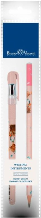 Ручка шариковая MagicWrite, синяя и карандаш чернографитный ArtGraphix. Олененок на пеньке, HB