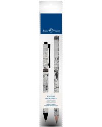 Ручка шариковая автоматическая ArtClick, синяя и карандаш HappyGraphix Jumbo. Газета, 4B