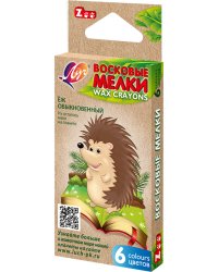 Мелки восковые Zoo, 6 цветов