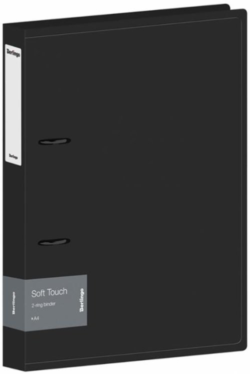 Папка на 2-х кольцах Soft Touch, черная, А4
