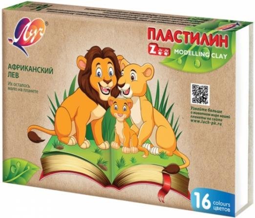 Пластилин более 10 цветов Пластилин Zoo, 16 цветов