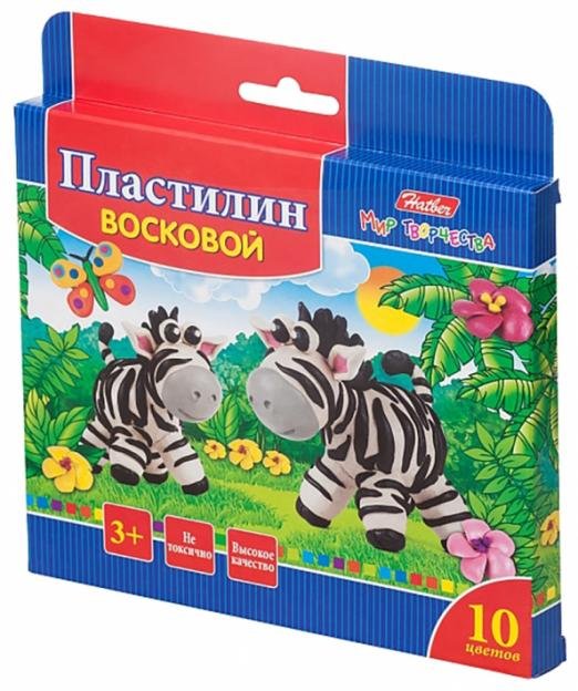 Пластилин восковой Забавные зверята, 10 цветов, со стеком