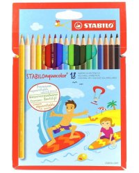 Карандаши Stabilo Aqacolor, акварельные, 18 цветов