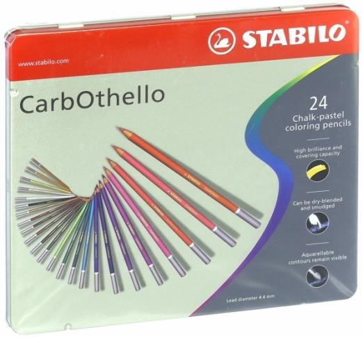 Карандаши Stabilo CarbOthello, пастель, 24 цвета, металлическая коробка