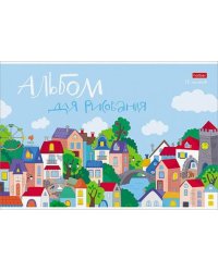 Альбом для рисования Городок, А4, 12 листов, в ассортименте