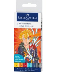 Ручки капиллярные Brush Manga Shonen, 6 цветов