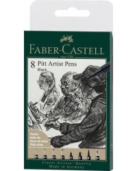 Ручки капиллярные Pitt Artist, черные, 8 штук