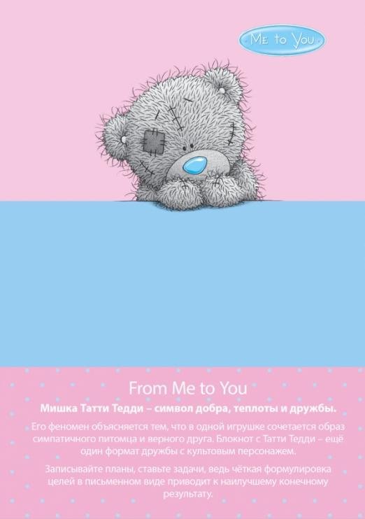 Блокнот Me to you. Мишка выглядывает, А5, линейка, 96 листов