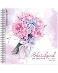 Скетчпад Букет, 20 листов, 19,5*19,5, акварельная бумага