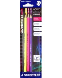 Карандаш чернографитовый Wopex NEON, HB, 3 штуки