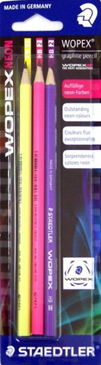 Карандаш чернографитовый Wopex NEON, HB, 3 штуки
