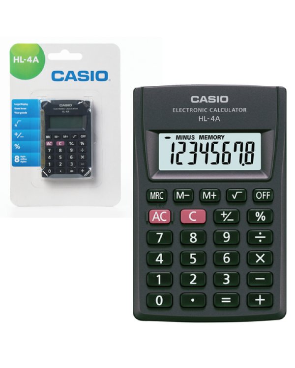 Калькулятор "Casio" HL-4A, карманный, 8 разрядов