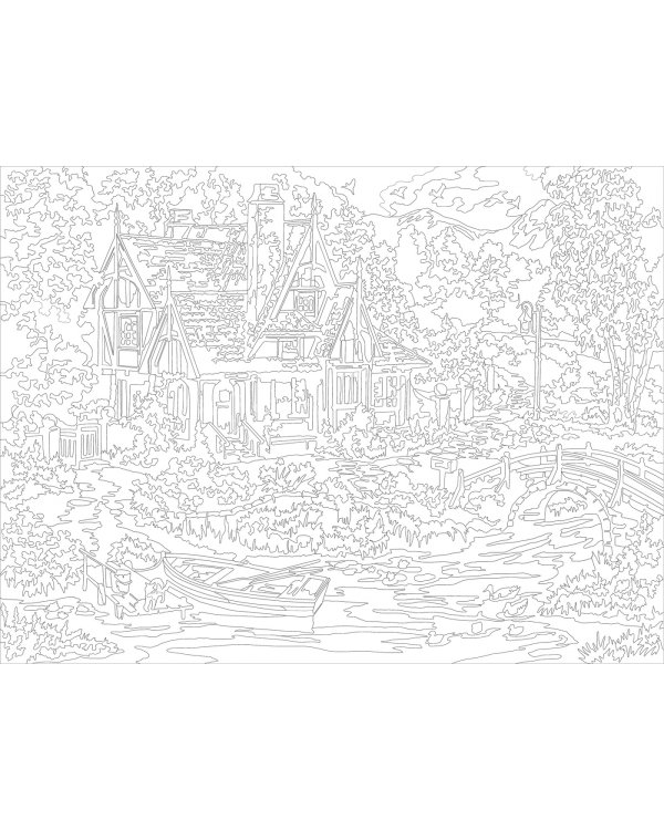 Дополнительное изображение книги «Холст с красками " Дом с причалом", 30х40 см»