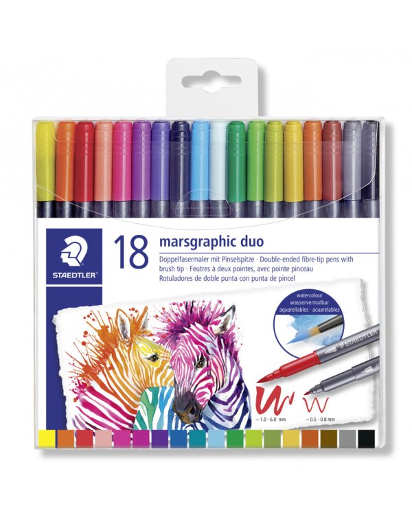 Фломастеры акварельные "Marsgraphic Duo", 18 цветов