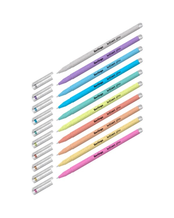 Ручки гелевые "Brilliant Glitter", 1 мм, 10 цветов