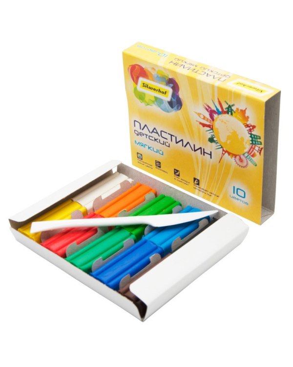 Пластилин Silwerhof "Солнечная коллекция", стек, 10 цветов по 15 грамм, арт. 956154-10