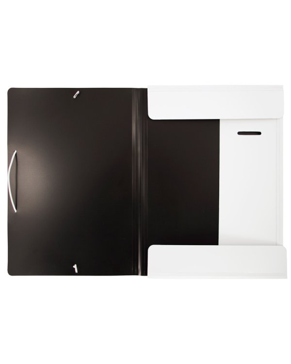 Папка на резинке Бюрократ "Black&amp;White", цвет: белый, черный, A4, арт. BWPR05WT