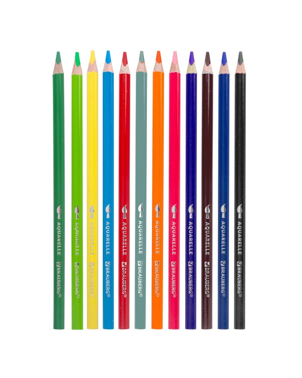 Карандаши цветные акварельные "Premium Aquarelle", 12 цветов, грифель мягкий 4 мм