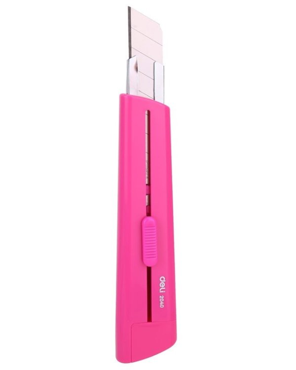 Нож канцелярский "Deli. Rio", цвет: розовый, 18 мм, арт. E2040pink