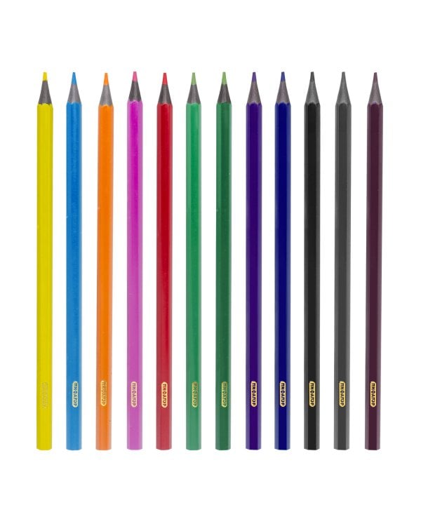 Карандаши цветные Пифагор "Сказочный город", 12 цветов, черный пластик, заточенные