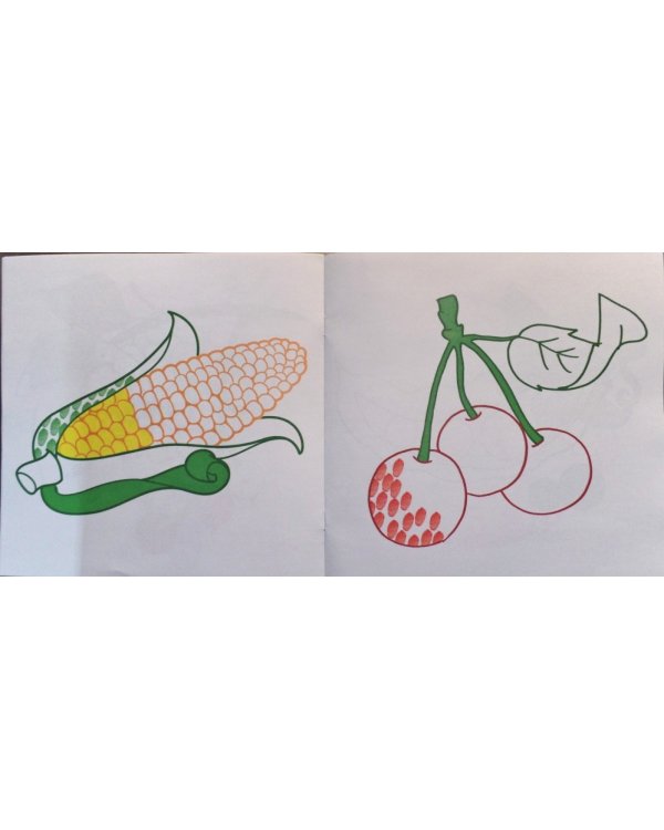 Раскраска. Рисуем пальчиками. Фрукты, овощи, ягоды