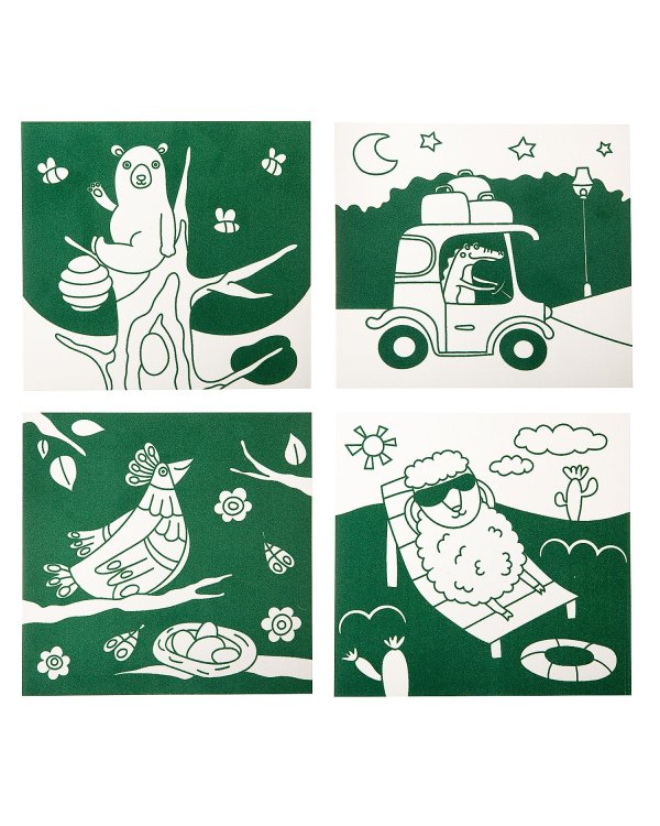 Бархатные раскраски. Зеленый фон