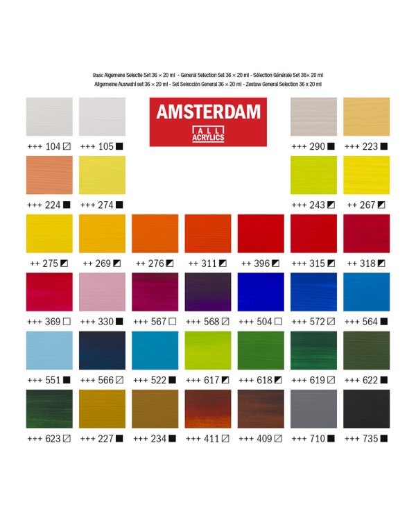 Набор акриловых красок "Amsterdam. Standart", 36 цветов по 20 мл