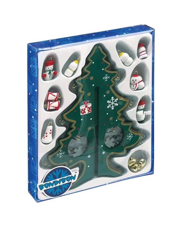 Деревянная ёлочка 3D с игрушками, 15 см