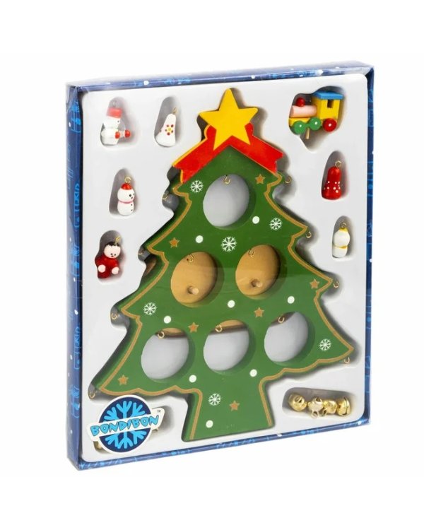 Деревянная ёлочка 3D с игрушками, 21,5 см