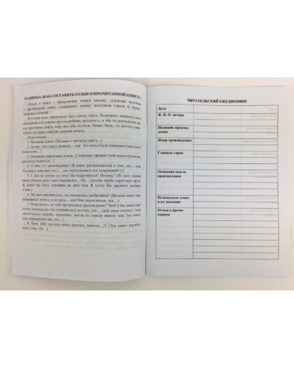 Читательский дневник. по программе Школа XXI века