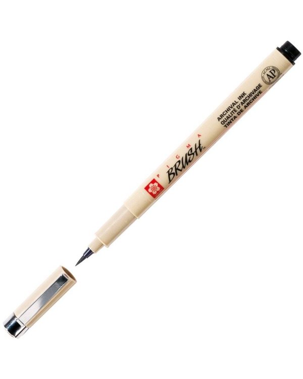 Набор капиллярных ручек "Pigma MIcron + Brush", черный, 7 штук