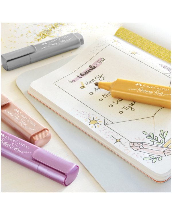 Текстовыделитель "Faber-Castell TL 46", металлик, 1-5 мм, золото