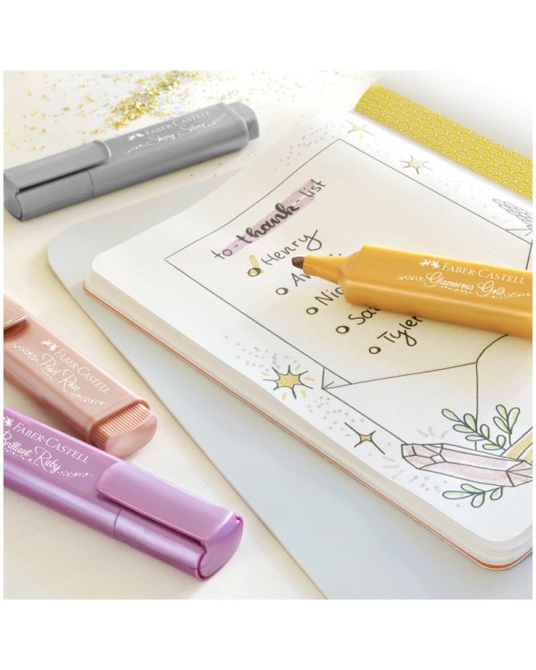 Текстовыделитель "Faber-Castell TL 46", металлик, 1-5 мм, серебро