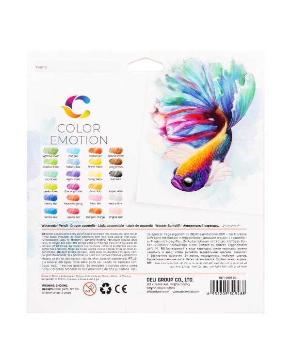 Карандаши цветные акварельные "Color Emotion", липа, 24 цвета